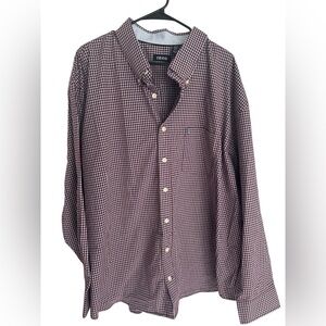 IZOD Men's Checkered Shirt - Burgandy:Pale Blue